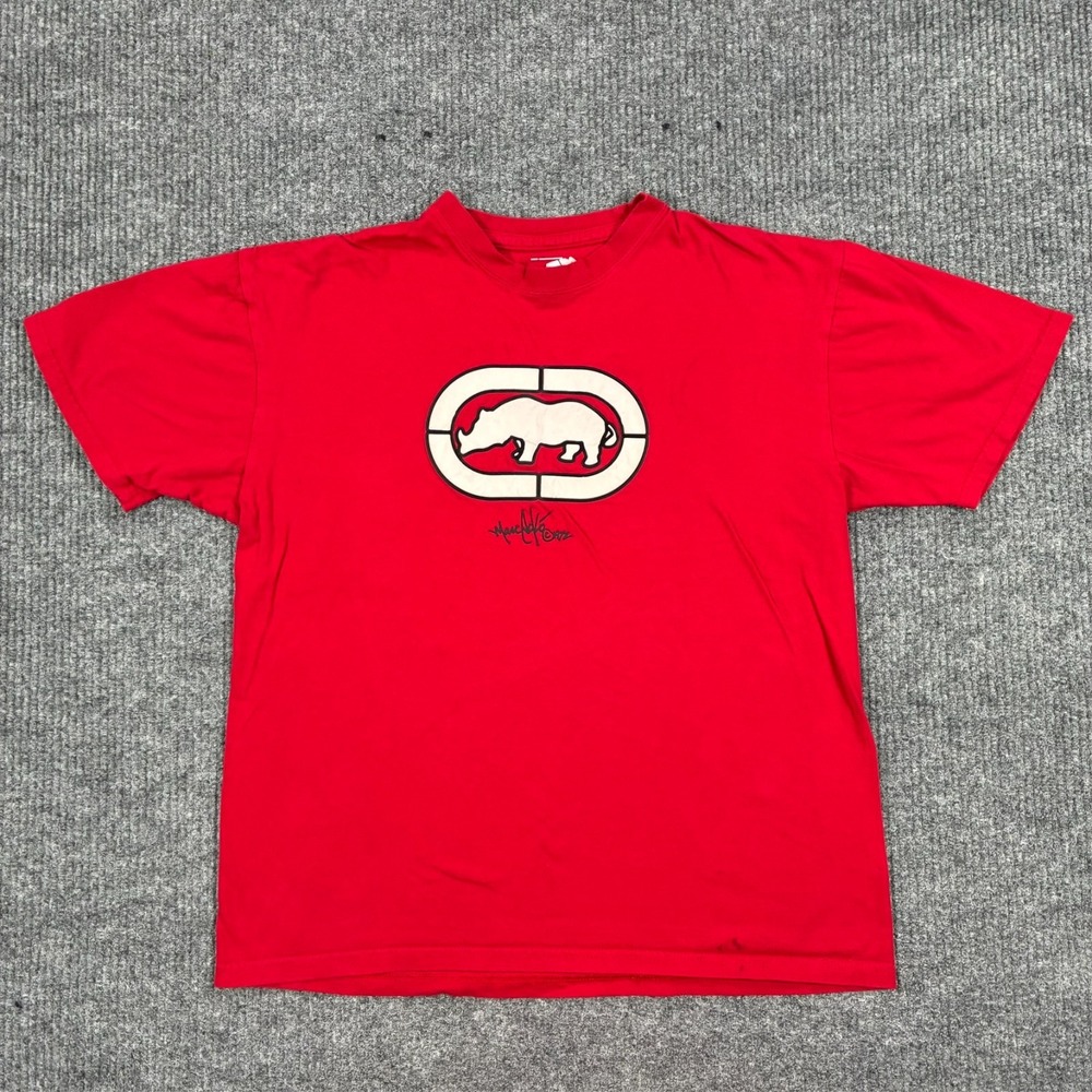 Vintage Marc Ecko Rhino Logo T-Shirt Mens L Red Graphic Hip Hop Streetwear Y2K